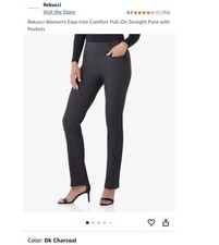 Rekucci Women's Ease Into Comfort Pull-On Straight Pant with Pockets