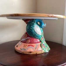 Tracy Porter Artesian Road Peacock PEDESTAL CAKE STAND