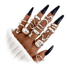 10-15 Pcs Gold Ring Set for Women Chunky Classic Dainty Boho Silvery 15Cool