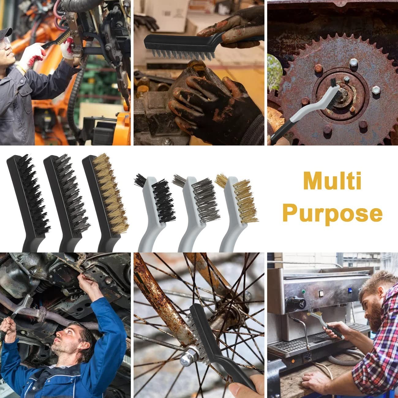 Wire Brushes Cleaning Set 6Pc, 9" and 7", for Welding... 