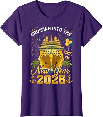 Happy New Year 2026 Cruising Into The New Year Ladies' Crewneck T-Shirt