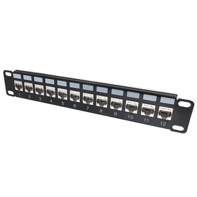 miniMEDIA 10 Zoll SOHO Cat 6A 12 Port Patchpanel für Ethernet LAN Netzwerkkabel