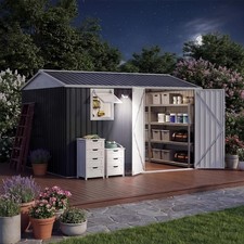 10x8/12FT Outdoor Metal Storage Shed with Win...