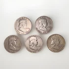 Franklin Half Dollar Silver Lot of 5 Coins 1950 1950-D 1951 1951-D 1963-D
