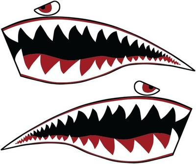 #ad Shark Mouth Teeth Vinyl Decal Set Military Bomber Style Sticker For Auto 8 Inch $5.99