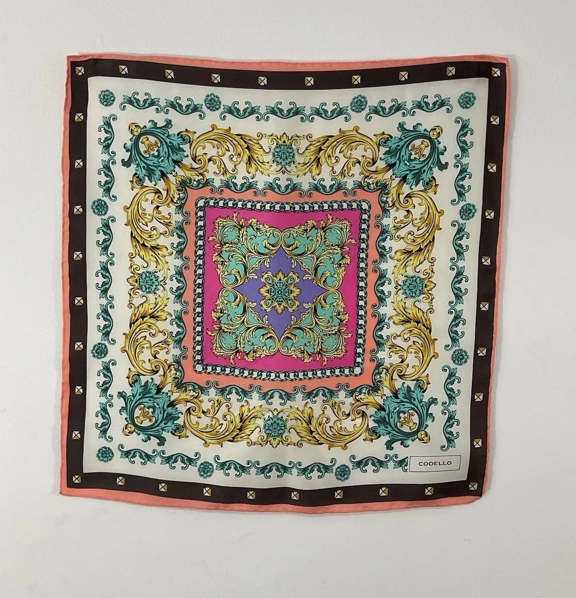 Foulard Must De Cartier Foulard Vintage En Soie Codello Italie - Motif Floral Multicolore - Occasion Bon état Carre De Soie Femme