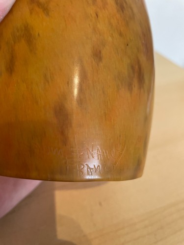 Vintage Pate de Verre Daum Nancy France Art Déco orange glass lamp shade 13.5cm - Picture 14 of 14