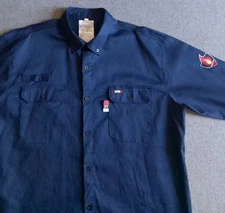 Proactive FR Flame Resistant Shirt Men's 3XL Blue Work Button Down Fire Logo EUC