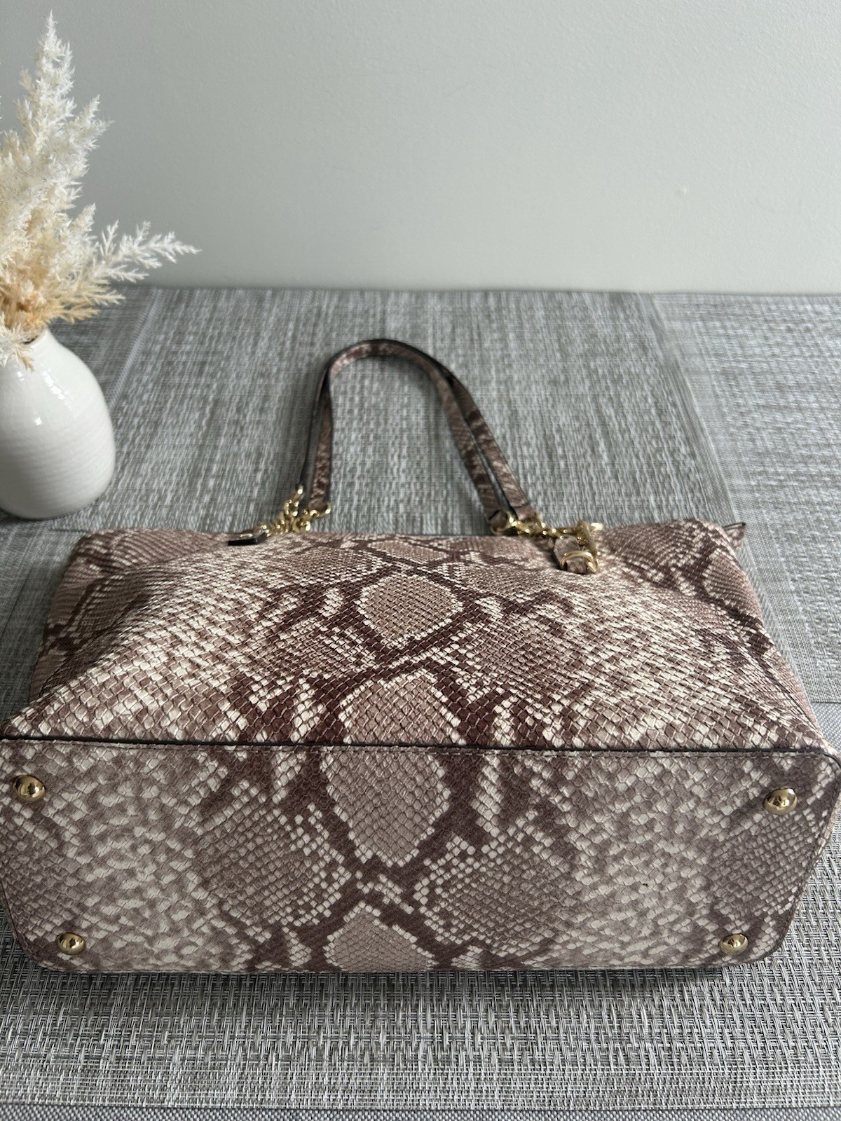 Michael Kors Brown Python Print Tote Large Should… - image 3
