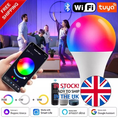 Produktbild von WiFi RGB Smart LED Glühbirne E27 – Steuerbar Per App, Alexa, Google Home, 10W, 220°