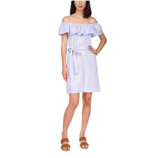 MICHAEL KORS Womens Blue Self Tie Belt Sleeveless Mini Dress PM NEW PB981305XT