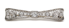 Vintage Platinum 14k Gold Old Mine Cut 1ct TW Diamond Filigree Brooch Pin HE-195