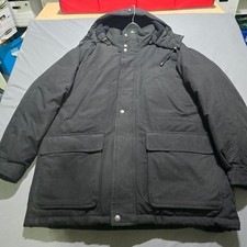 Parka Claiborne Down Fill para Hombres XL Negra Capucha Desmontable Chaqueta Pesada