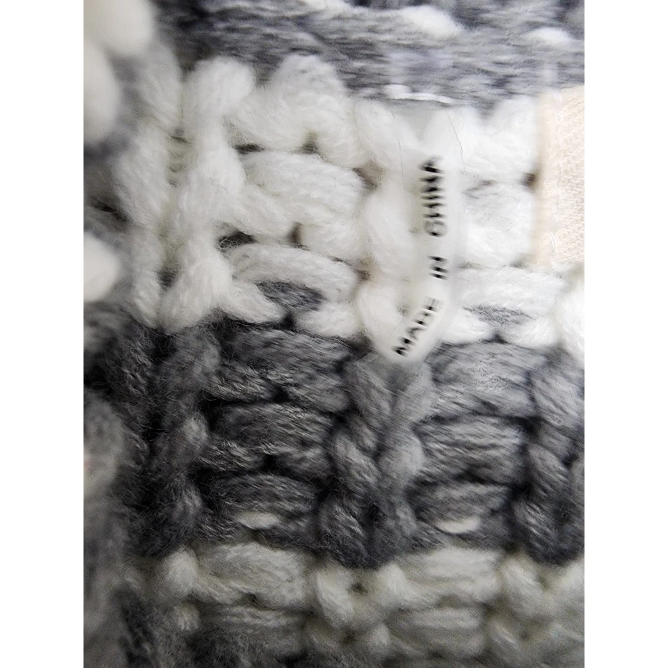 Suéter de cuello alto tejido grueso de gran tamaño a rayas Elan talla L blanco gris Foto 4 de 4