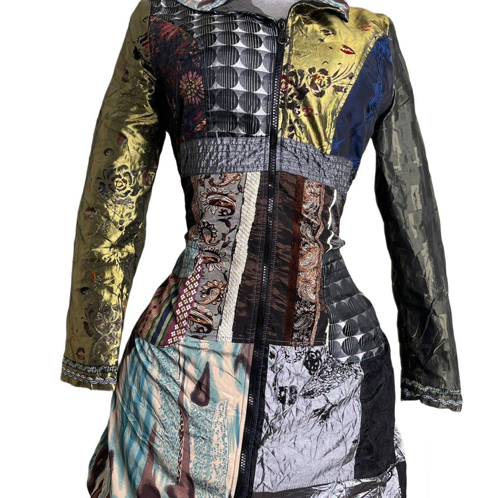 Vintage l33 long patchwork coat - image 4