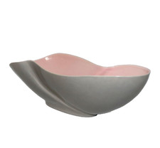 Roselane Pottery Mid Century Paisley Shaped Gray & Pink Serving Bowl A13 Vintage