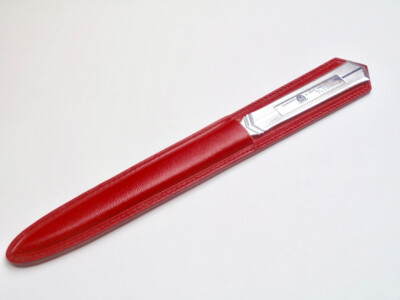 Brieföffner SOLINGEN Mann & Federlein ROT, RED Old Letter Opener Auto Caracas!