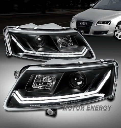 For 06 07 08 Audi A6 Quattro LED Tube Projector Headlights Lamp Black Left+Right - Bild 1 von 12