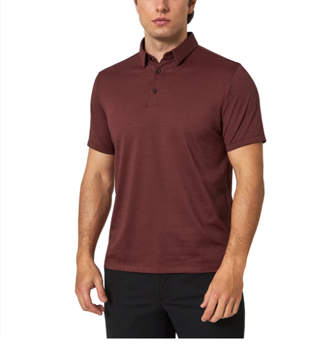 Modern Ambition Men's Polo Shirt, Stretch, Moisture Wicking Red Wine Maroon SZ M