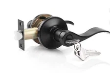 knobelite Entry door lever lock handle set with 6 key 2 pack