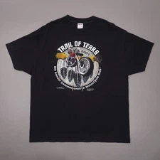 Vintage Y2K Trail Of Tears 2001 Motorcycle Ride Mens 2XL Black T Shirt Made USA