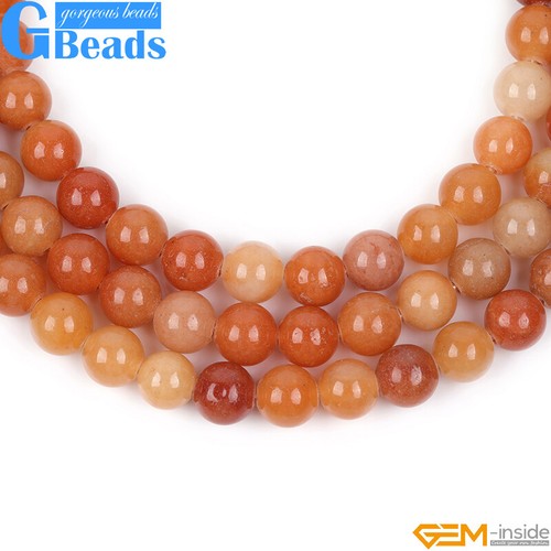 Cuentas de jade aventurina naranja natural para hacer joyas piedras preciosas de 15" agujero grande - Imagen 10 de 35