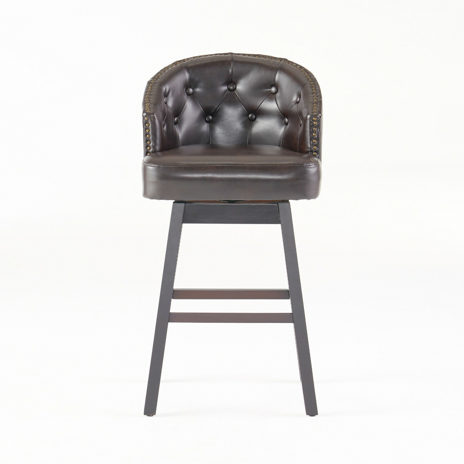 Westman 30Inch Brown Leather Swivel Backed Barstool (Set of 2