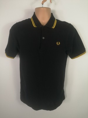 fred perry yellow and black polo shirt