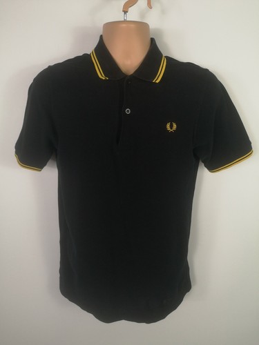 MENS FRED PERRY BLACK AND YELLOW TIPPED 