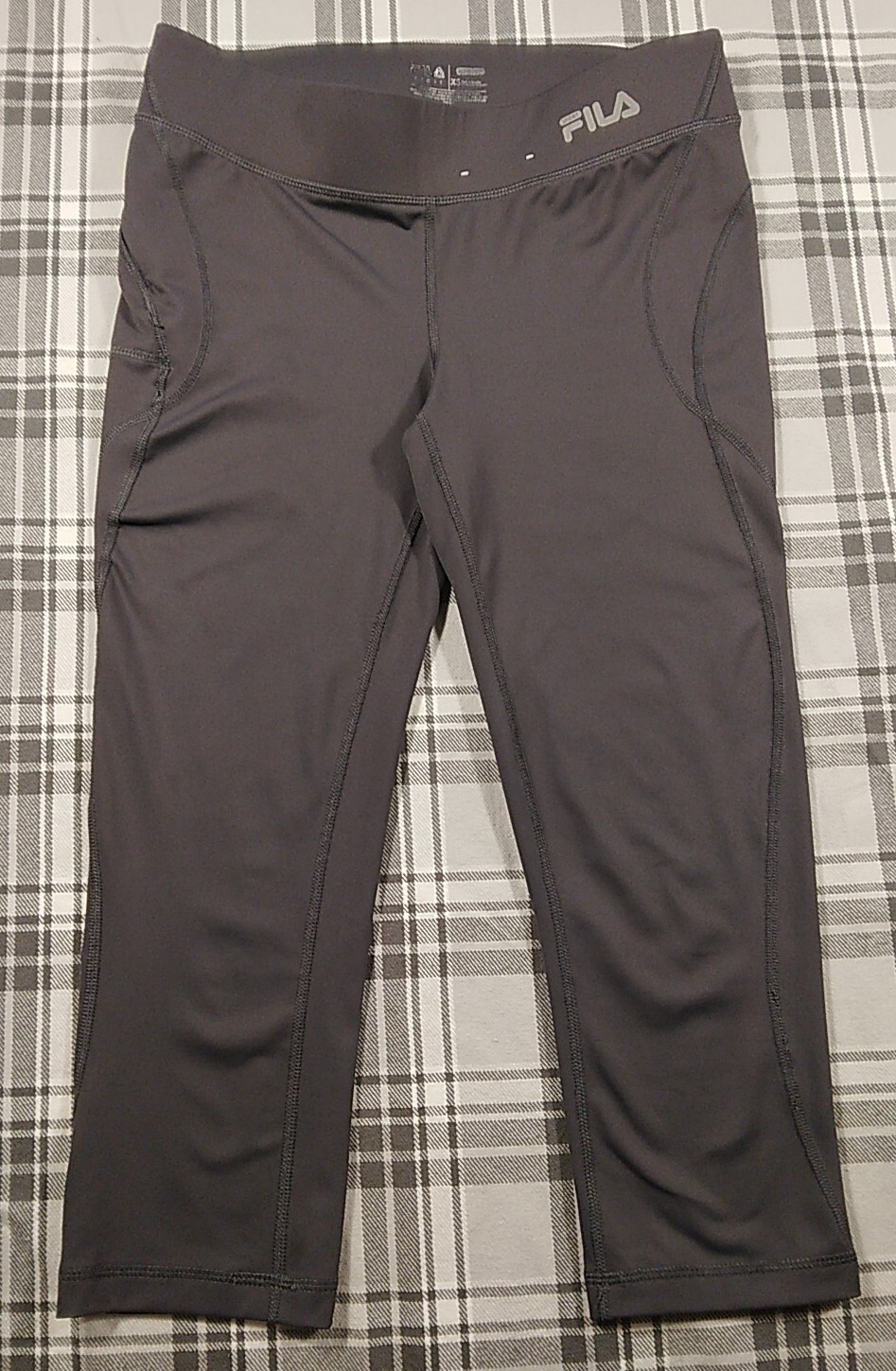 Leggings FILA Sport Running Donna Elasticizzati Activewear Grigio Taglia XS Cucitura Corta