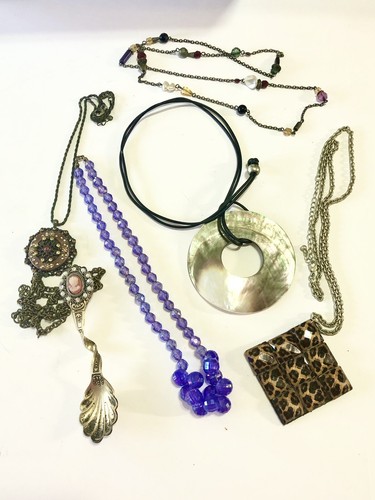 Vintage Lot Of 5 Acrylic Faux Rhinestones Necklaces Jewelry Crafts Crafting