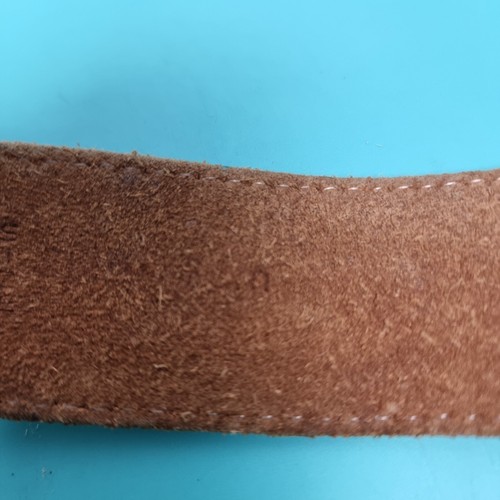 Vintage Vertigo Leather Belt Antique Brass Buckle Western Boho Tan Size 30 inch - Bild 6 von 13