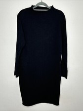 Frank & Eileen Izzie Black Sweatshirt Party Dress Funnel Neck Triple Fleece XS
