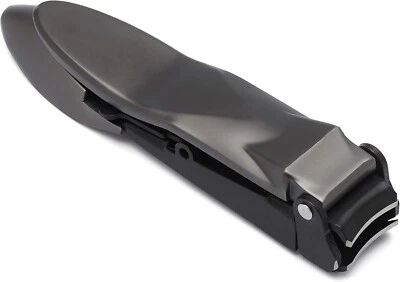 BRITACES Nail Clipper Black with Catcher | Razor-Sharp | Heavy Duty | Ergonomic Lever