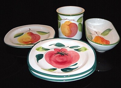 Pizzato PIZ2 Ceramic Dinner Plates, Serving Bowl & Canister. Hand