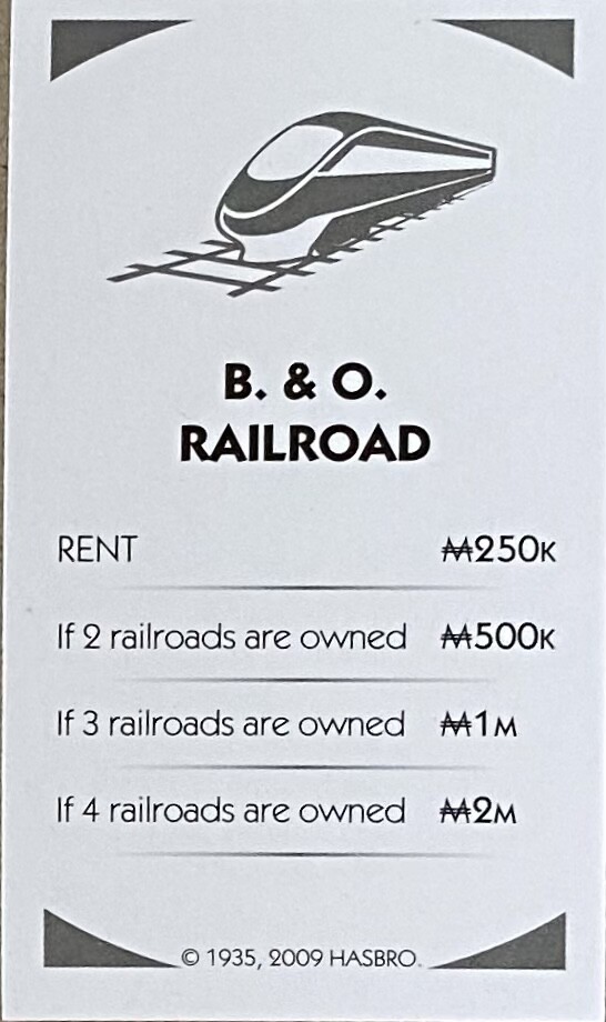B And O Railroad Monopoly