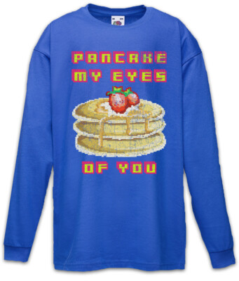 Pancake My Eyes of You Kids Long Sleeve T-Shirt Pixel Bit Geek Nerd Fun Pancakes