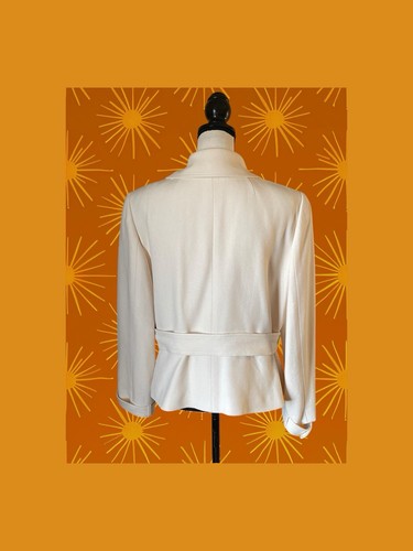 Elie Tahari Winter White Cream Crop Studded Suit Jacket Blazer Women's XL 12 14 - Picture 4 of 8