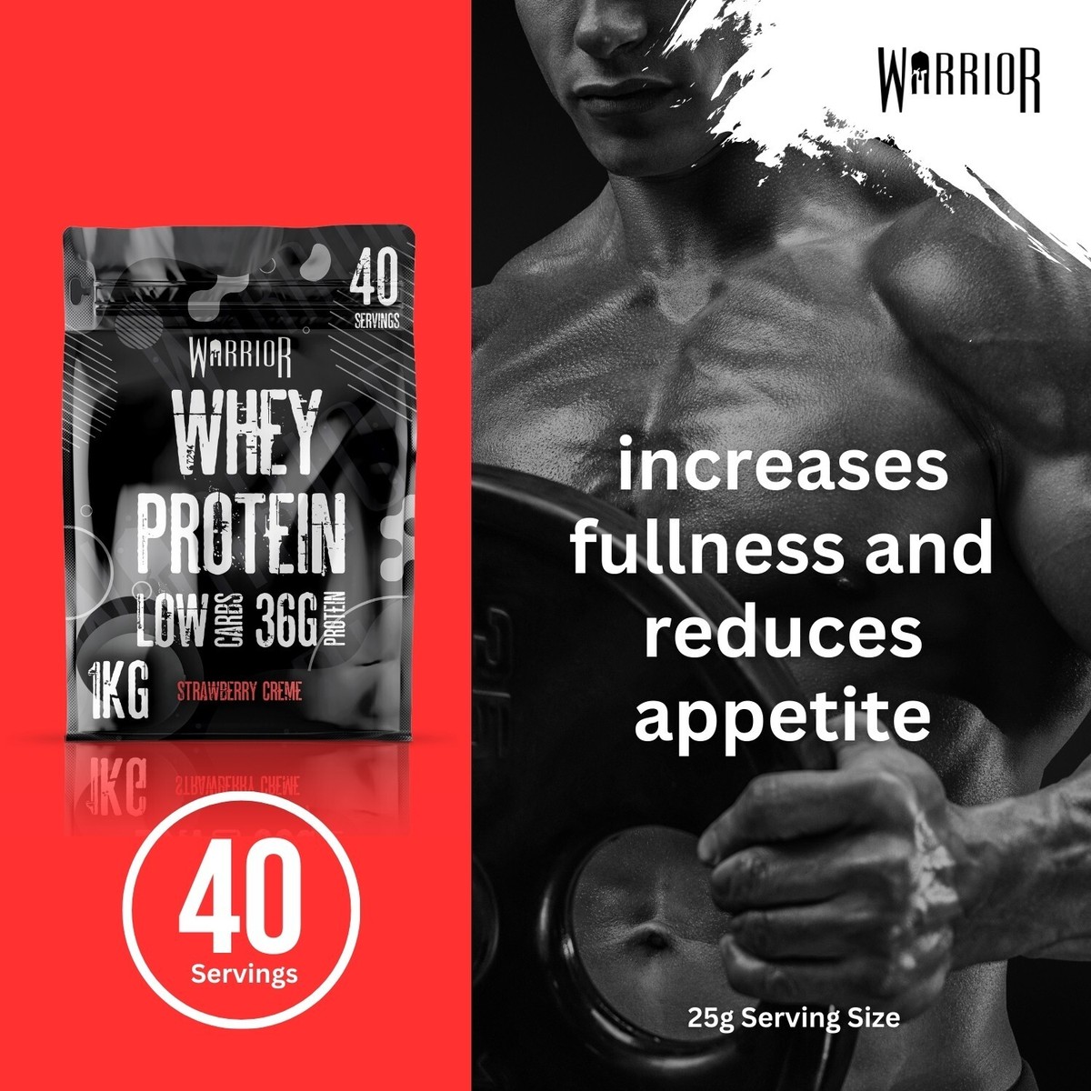 Warrior Whey Protein 1kg Lean Muscle Building Protien Powder - Strawberry 5060424707287 | UK - View #5