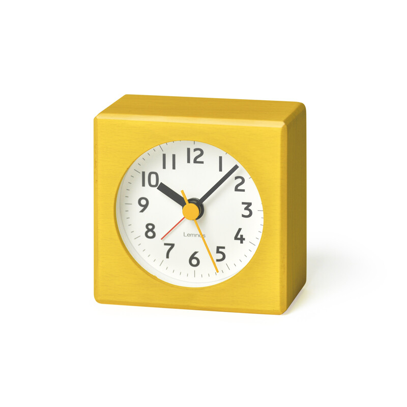 Lemnos Clock Analog Alarm farbe Yellow Made in Japan PA18-02YE