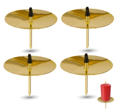 4x Kerzenhalter gold mit Dorn - 5cm Kerzenstecker für Adventskranz Weihnachten