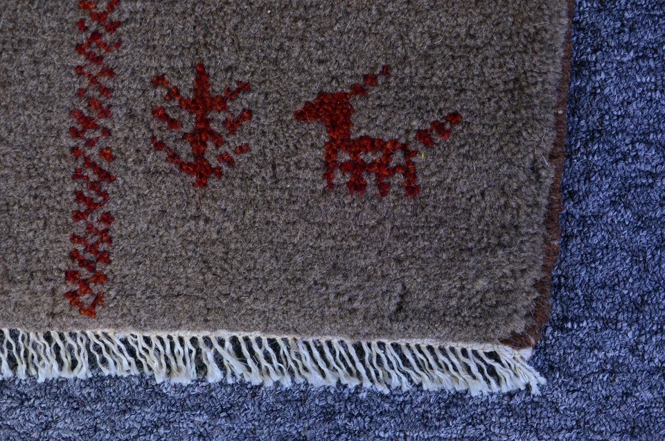 1英尺3英寸x1英尺3英寸传统羊毛手工打结东方部落地区地毯Gabbeh地毯 — 第 4/4 张图片