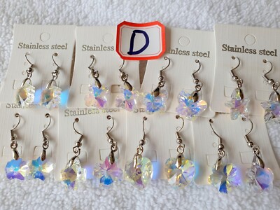 Joblot of 40 pairs clear colour AB glass Crystal  Earrings - NEW Wholesale lot D