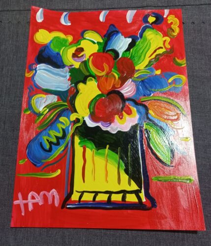 Peter Max Painting on paper "Handmade" signed and sealed Mixed media. - Picture 1 of 4