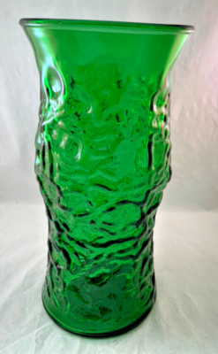Vintage Crinkle Pebble Design Face Emerald Green 9 1/2'' Tall