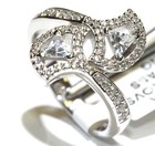925 Sterling Silver Gold Plated Made with Swarovski Zirconia ByPass ring 4.8g 8 — photo 5