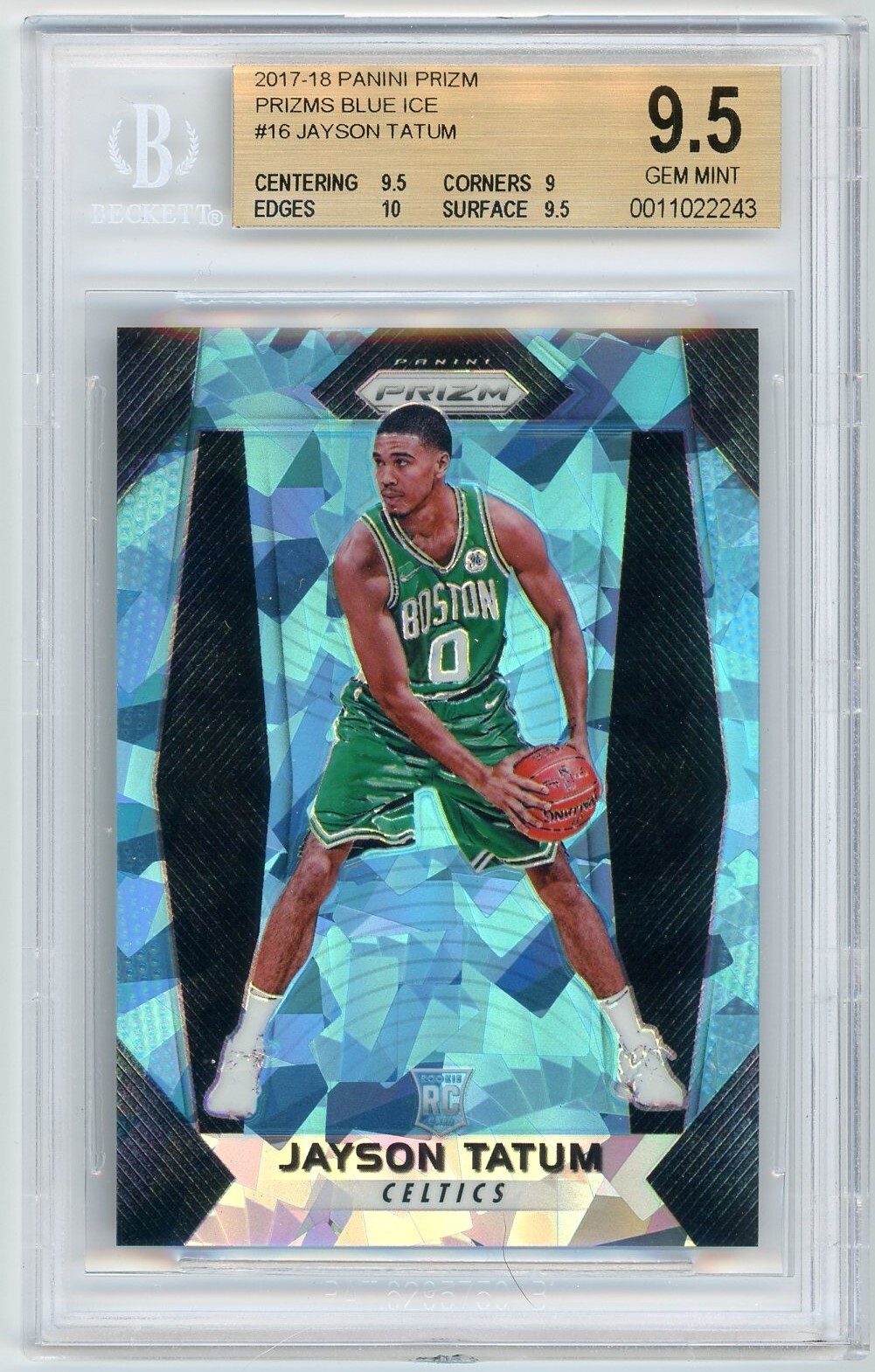 JAYSON TATUM BGS 9.5 2017-18 PANINI PRIZM BASKETBALL #16 ROOKIE BLUE ICE /99