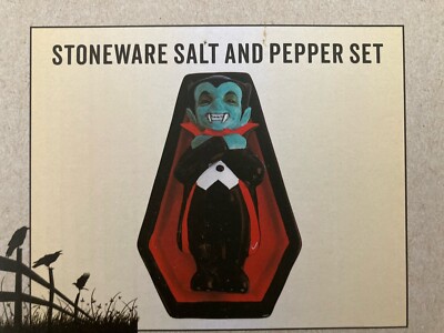 Halloween Vampire & Coffin Salt & Pepper Set New NIB Cracker Barrel