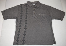 Vintage Penguin Shirt Grand Slam Munsingwear Size L 90s Gray Diamond Stripe