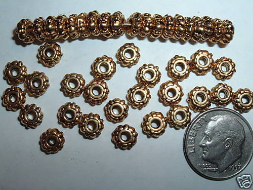 AL858 6x2mm PEWTER Rondell PUFFED Spacer-GOLD (30) - Picture 1 of 1